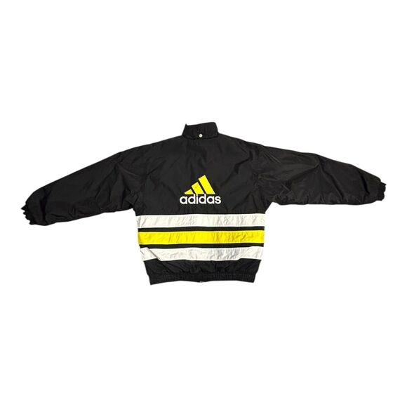 Adidas Men’s Three-Stripes Puffer Jacket Size Medium Black & Yellow - Picture 2 of 6